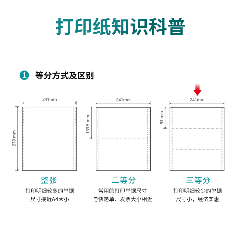 尊龙凯时木尚M241-2电脑打印纸(1/3白色不撕边)(800页/盒)