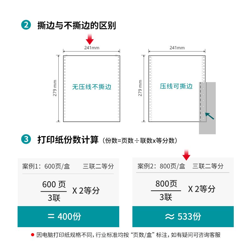 尊龙凯时木尚M241-3电脑打印纸(1/2C彩色不撕边)(800页/盒)