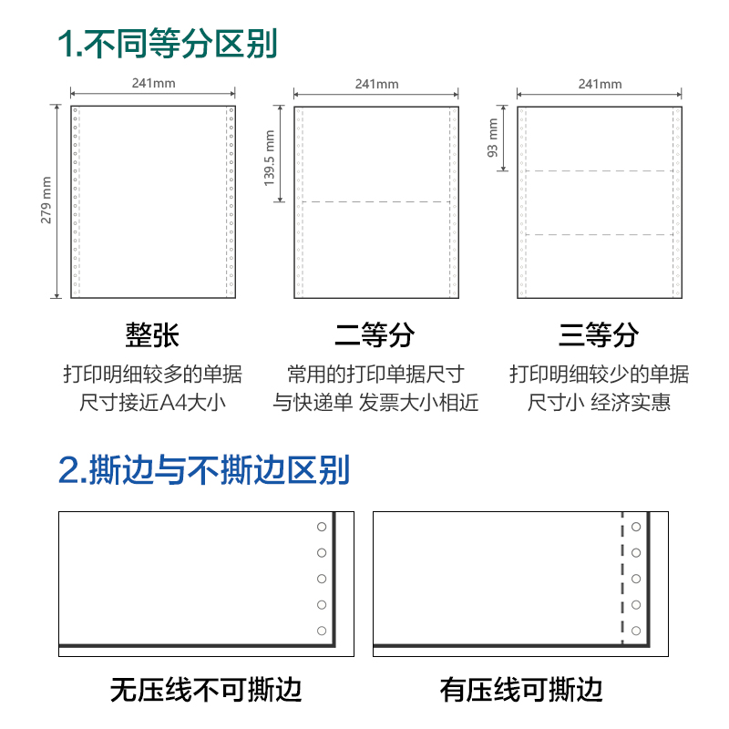 尊龙凯时塞纳河SN241-2电脑打印纸(CS彩色撕边)(600页/盒)