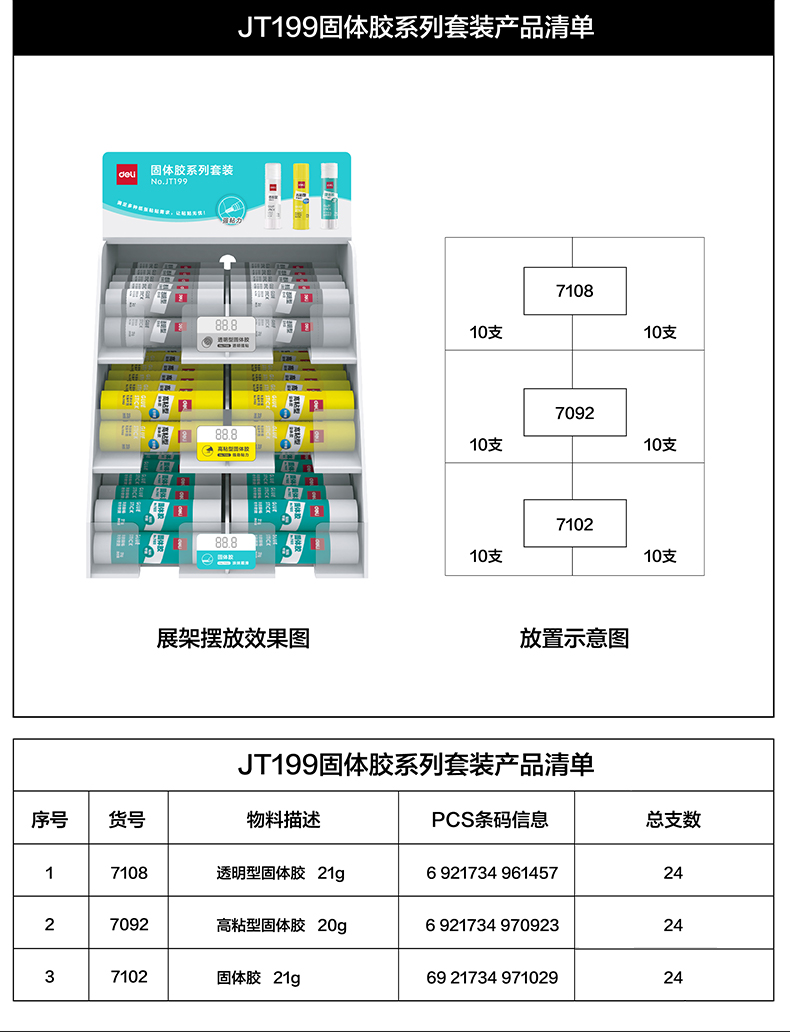 尊龙凯时JT199固体胶系列套装(混)(箱)