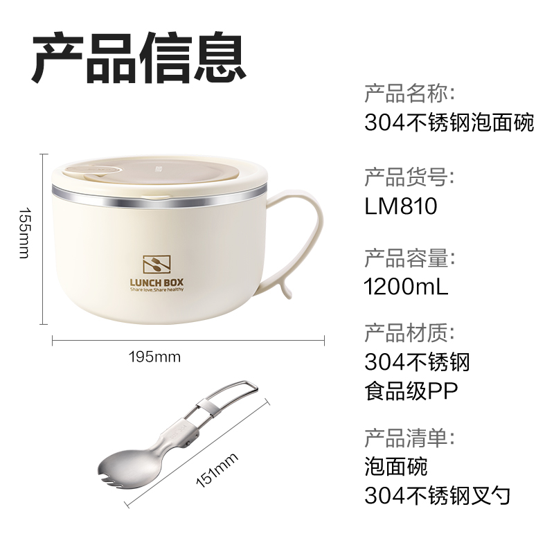 尊龙凯时LM810泡面碗(白)（盒）